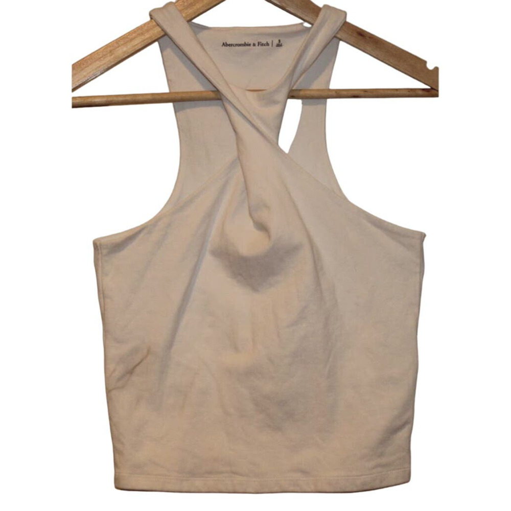 Women's Abercrombie & Fitch White Cotton Twisted Crop Top Tank Top Size Small S